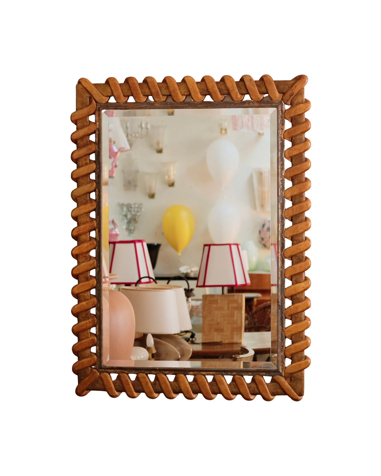HANDPAINTED MIRROR w. GLIT WEAVE DETAIL