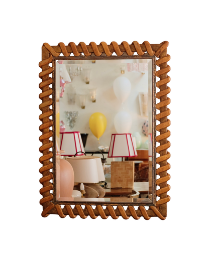 HANDPAINTED MIRROR w. GLIT WEAVE DETAIL