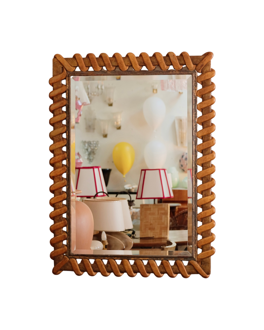 HANDPAINTED MIRROR w. GLIT WEAVE DETAIL