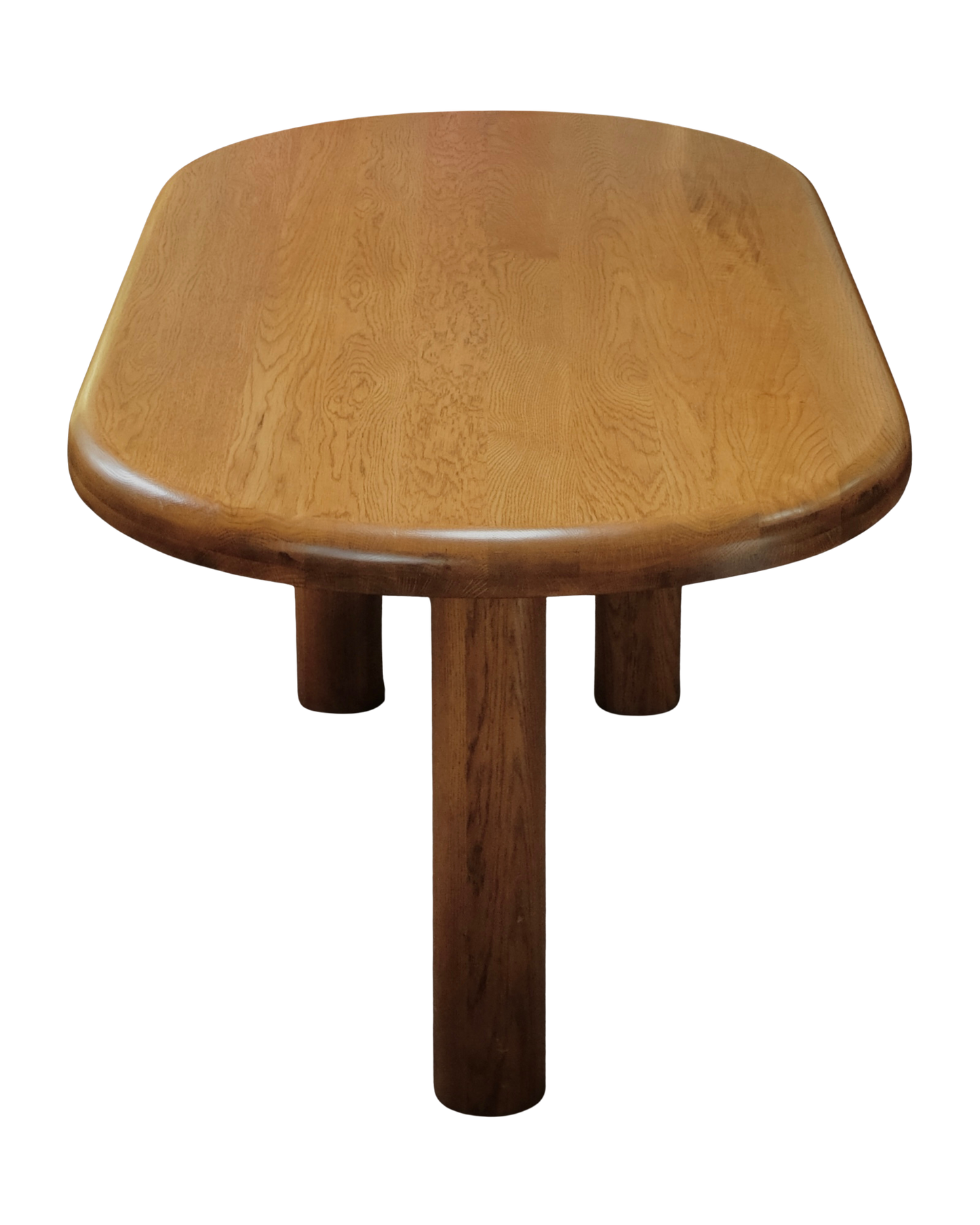 SPANISH OAK CYLINDRICAL TRI LEG DINING TABLE