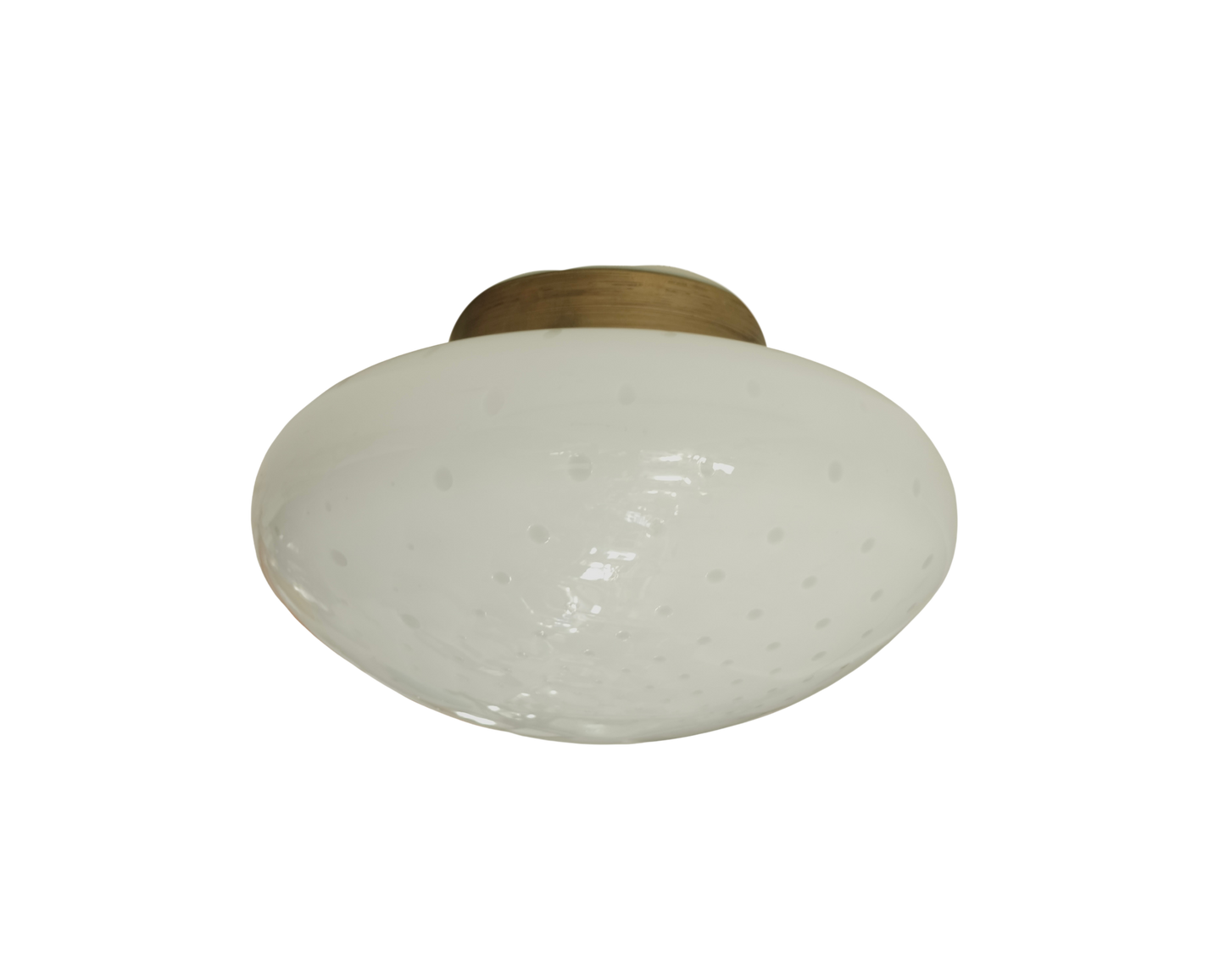 PAIR OF SEEDED WHITE MURANO GLASS FLUSH MOUNTS