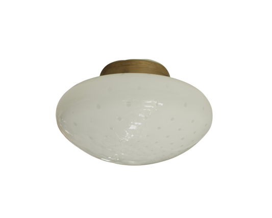 PAIR OF SEEDED WHITE MURANO GLASS FLUSH MOUNTS