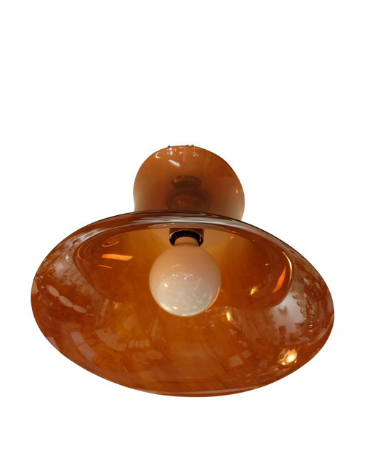 PAIR OF INSET DARK AMBER PLEXIGLASS FLUSH MOUNTS