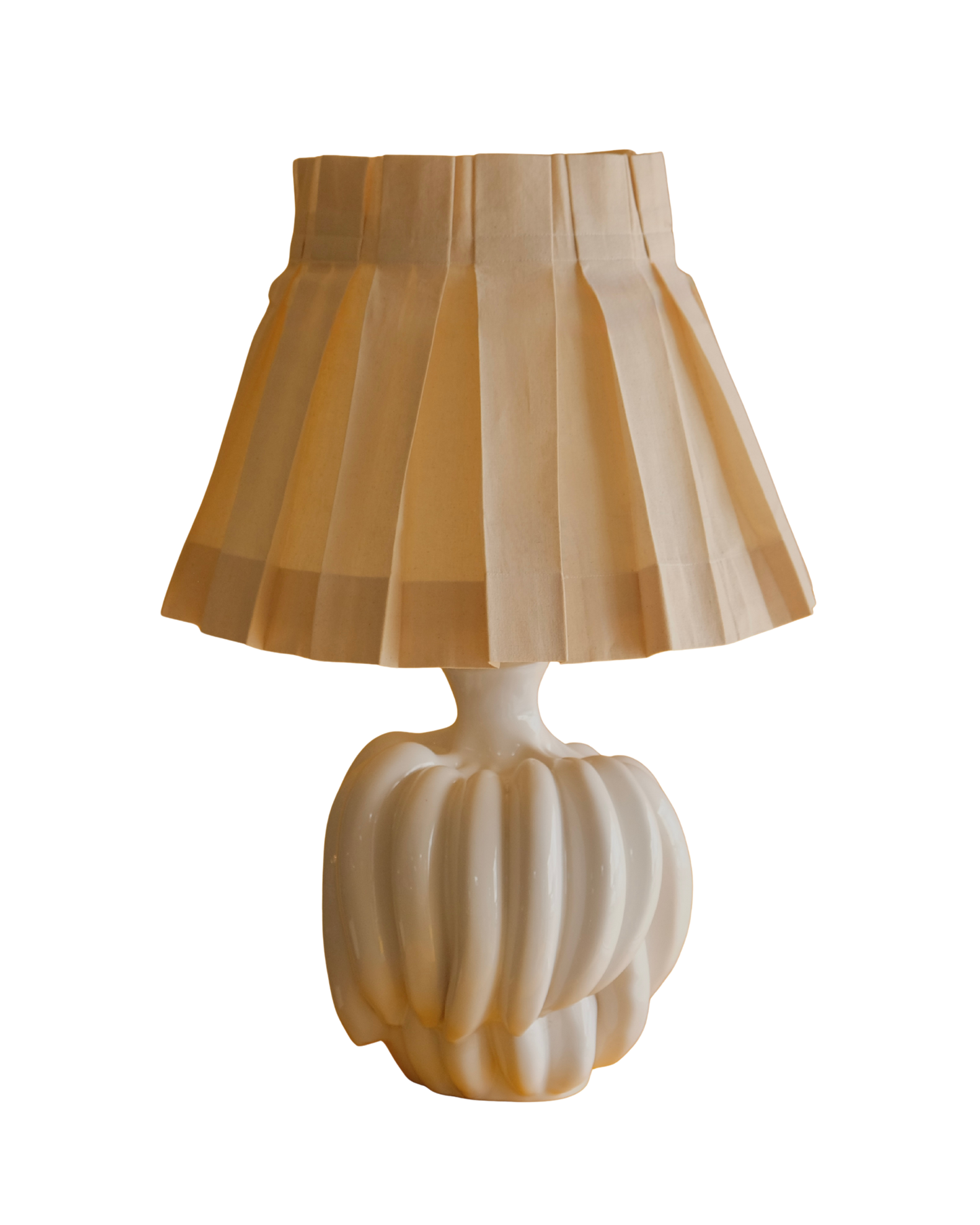 CERAMIC BANANA LAMP w. PLEATED LINEN SHADE