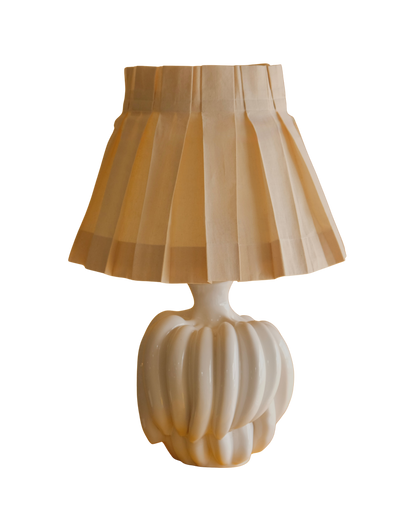 CERAMIC BANANA LAMP w. PLEATED LINEN SHADE