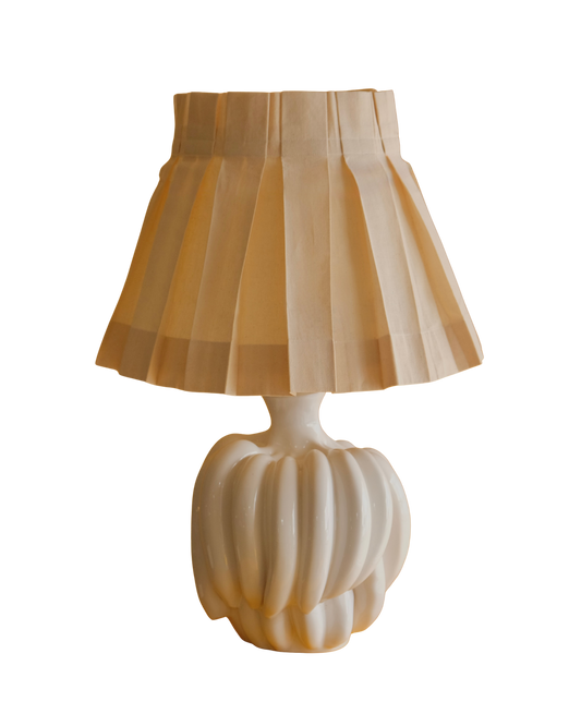 CERAMIC BANANA LAMP w. PLEATED LINEN SHADE