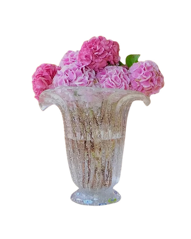 MURANO GLASS VASE w. MILLEFIORI BASE