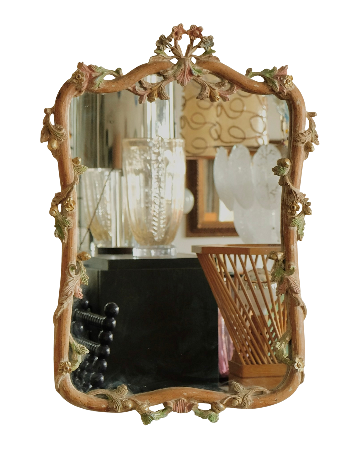 HAND CARVED FLORAL TIMBER LOUIS XV MIRROR