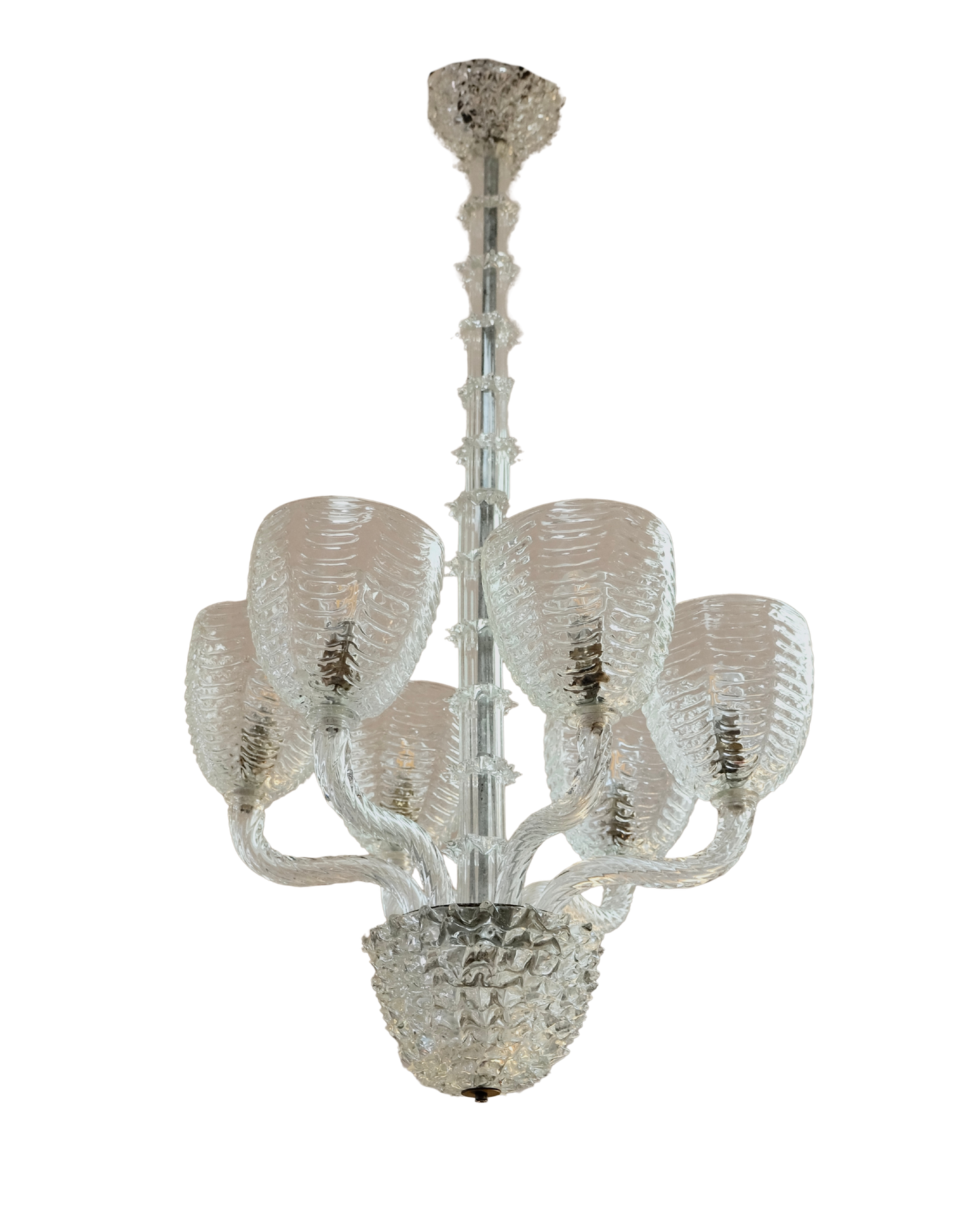 SIX ARMED ERCOLE & BAROVIER ROSTRATO GLASS PENDANT