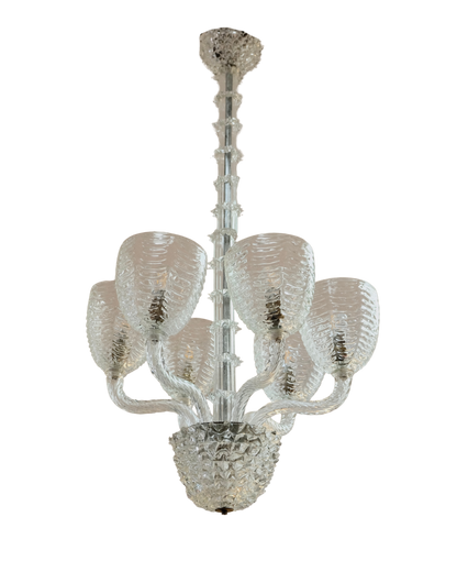 SIX ARMED ERCOLE & BAROVIER ROSTRATO GLASS PENDANT