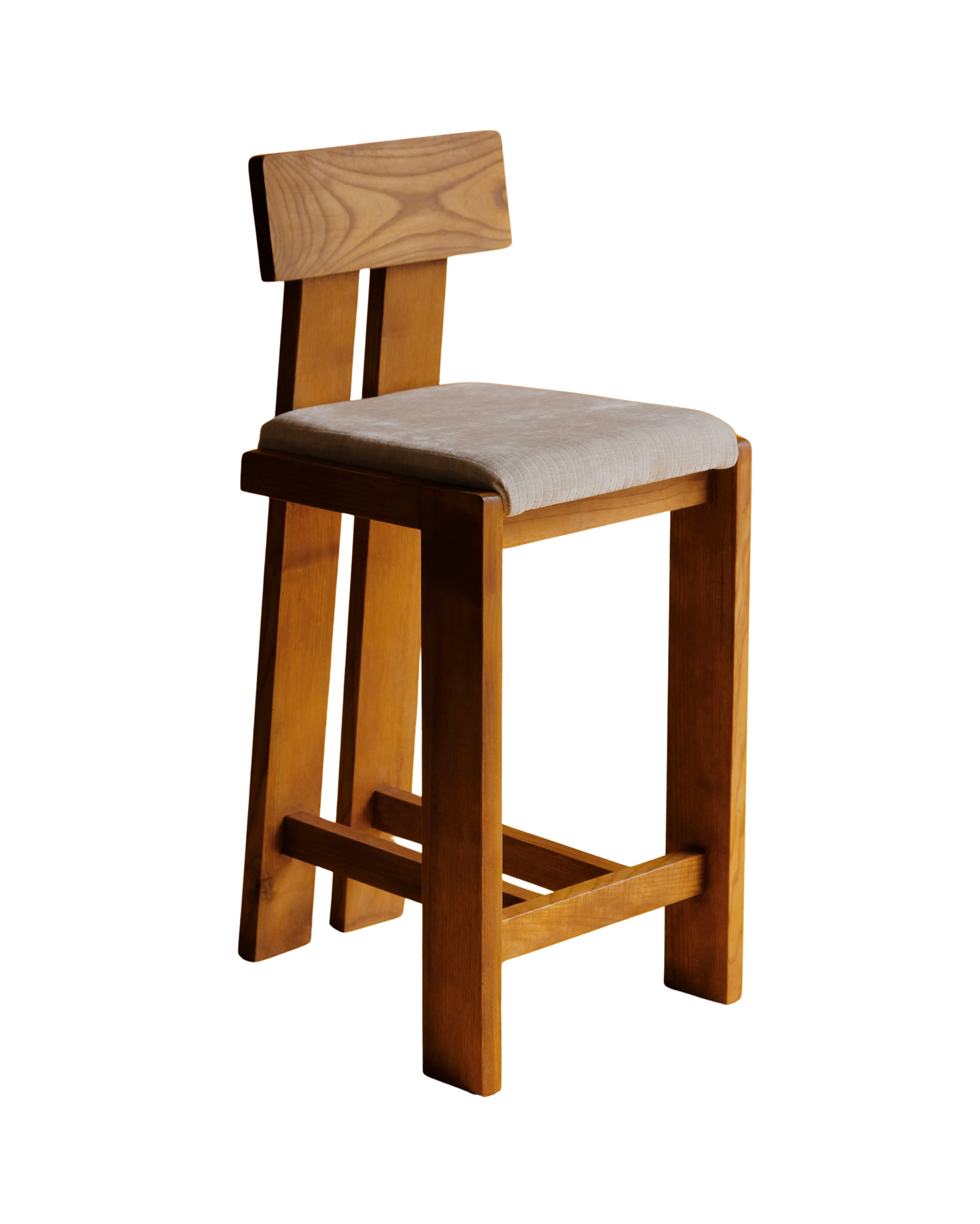 SET OF SIX MODERNIST FRENCH OAK BAR STOOLS