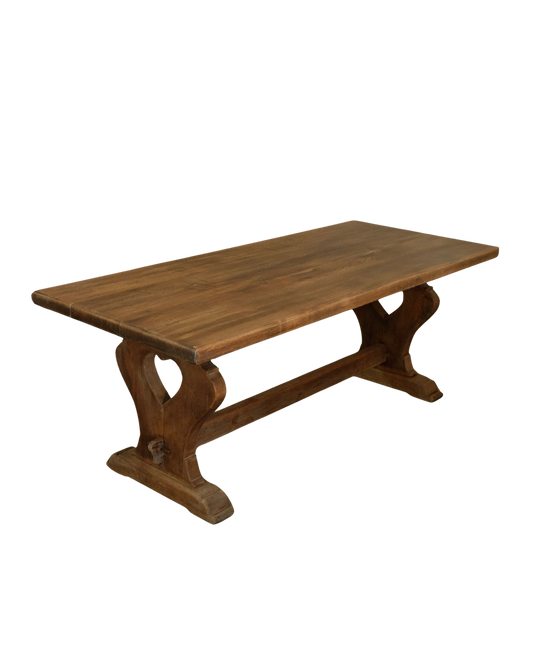 FRENCH OAK FARMHOUSE TABLE w. HEART DETAIL