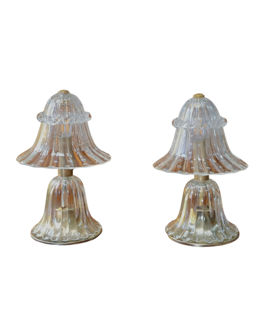 ERCOLE BAROVIER SEEDED MURANO GLASS TABLE LAMPS