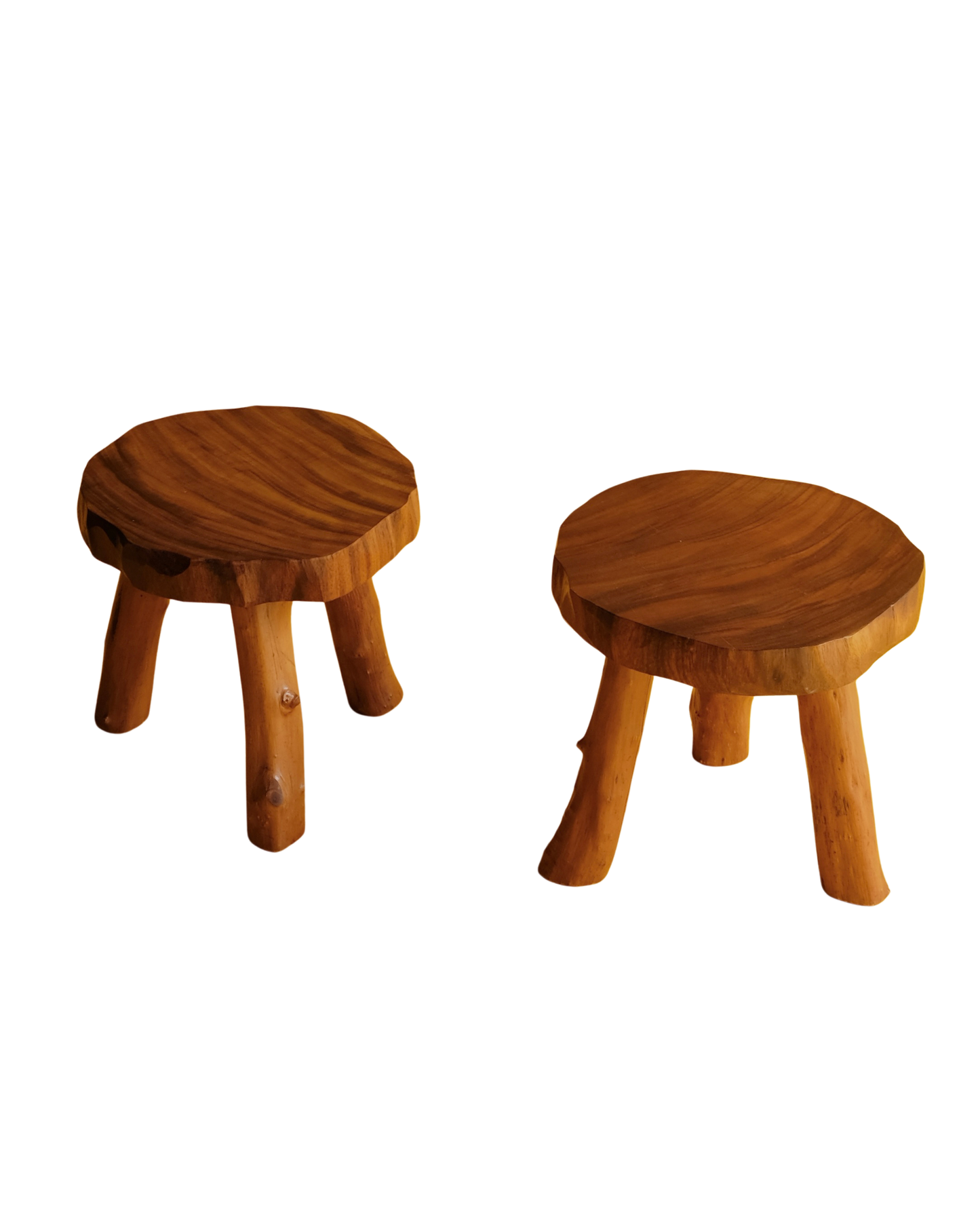 PAIR OF HAND CARVED BRUTALIST STOOLS