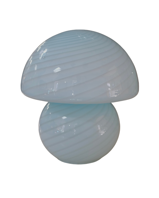 BLUE MURANO GLASS STRIPE MUSHROOM LAMP