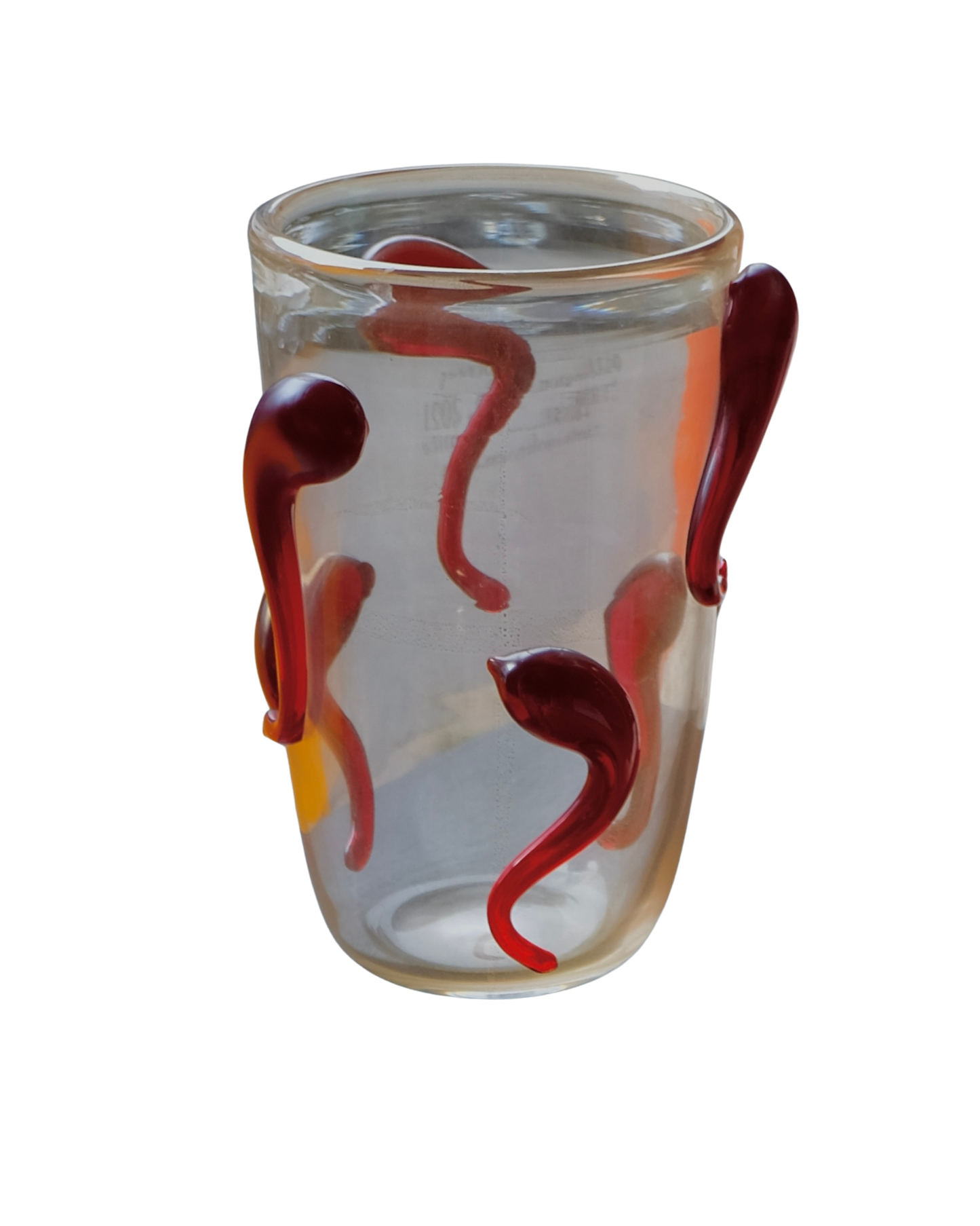 CLEAR MURANO VASE w. RED LINES