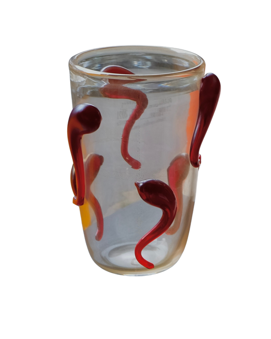 CLEAR MURANO VASE w. RED LINES