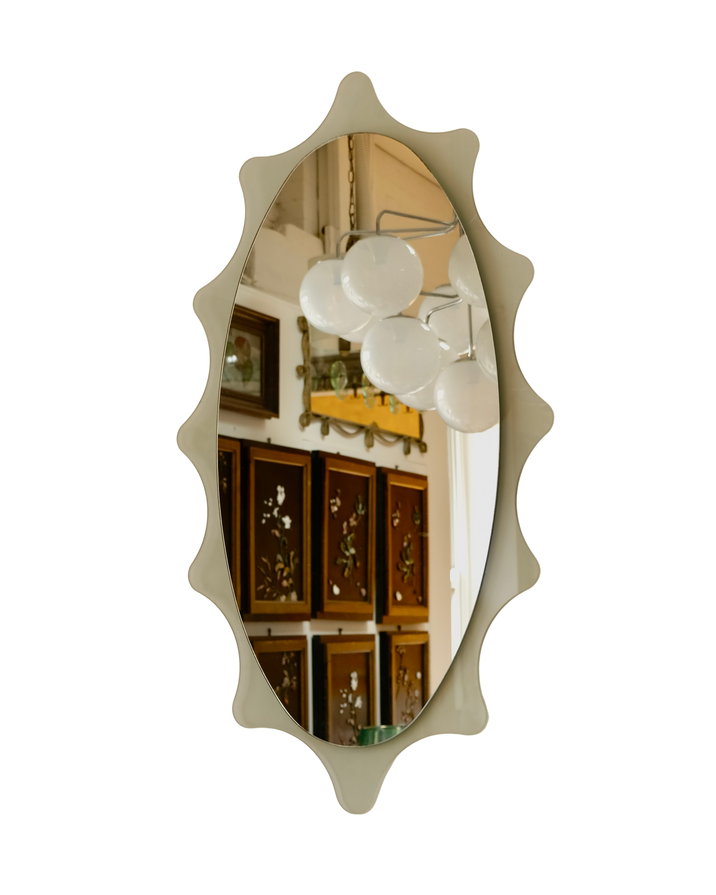 FROSTED SCALLOP GLASS OVAL MIRROR