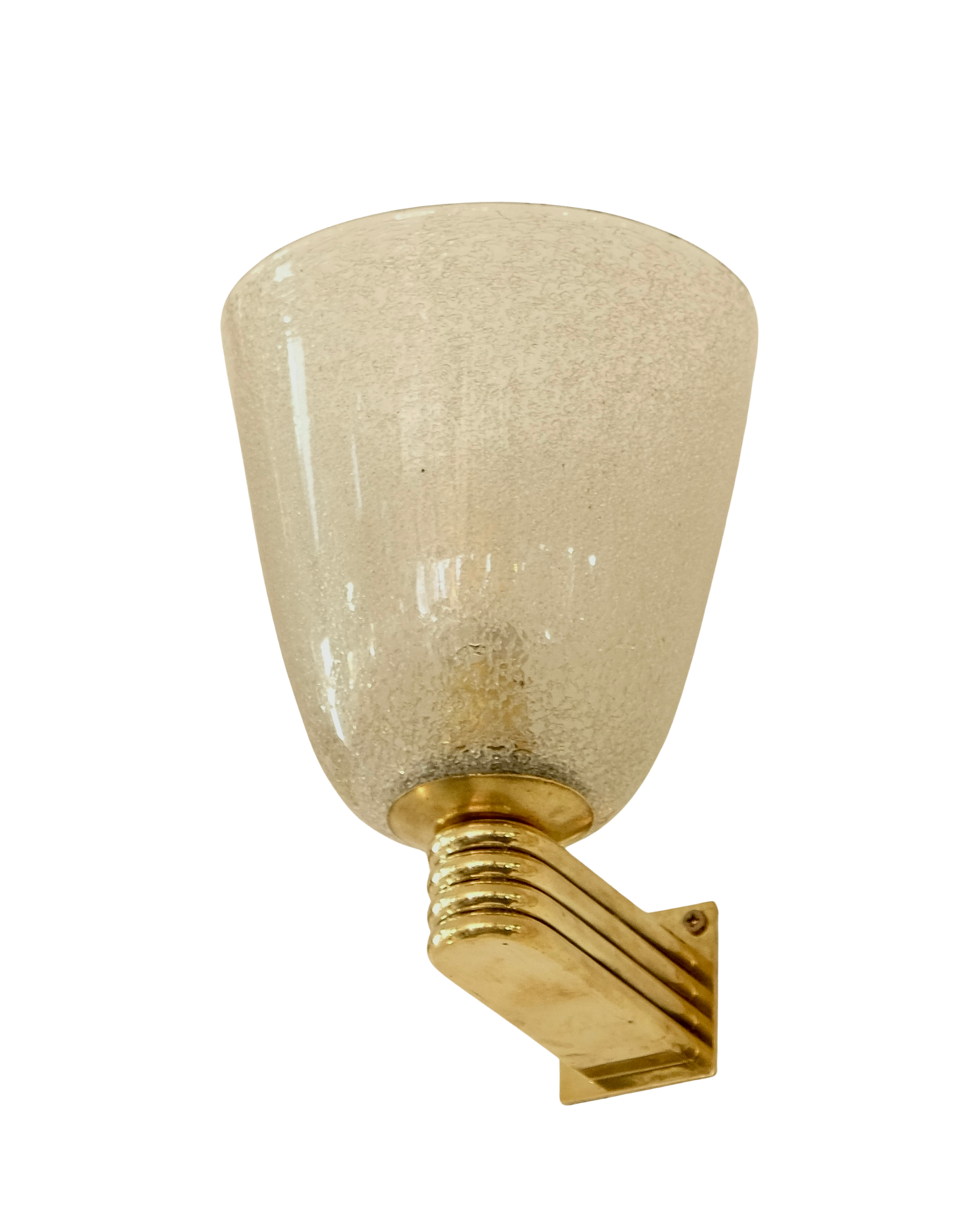 TRIO OF BRASS MOUNT SPECKLED MURANO GLASS SCONCES