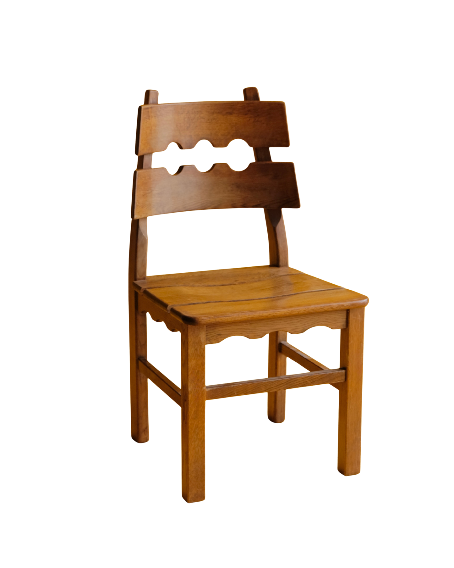 SET OF SIX BRUTALIST RAZOR BLADE TIMBER CHAIRS