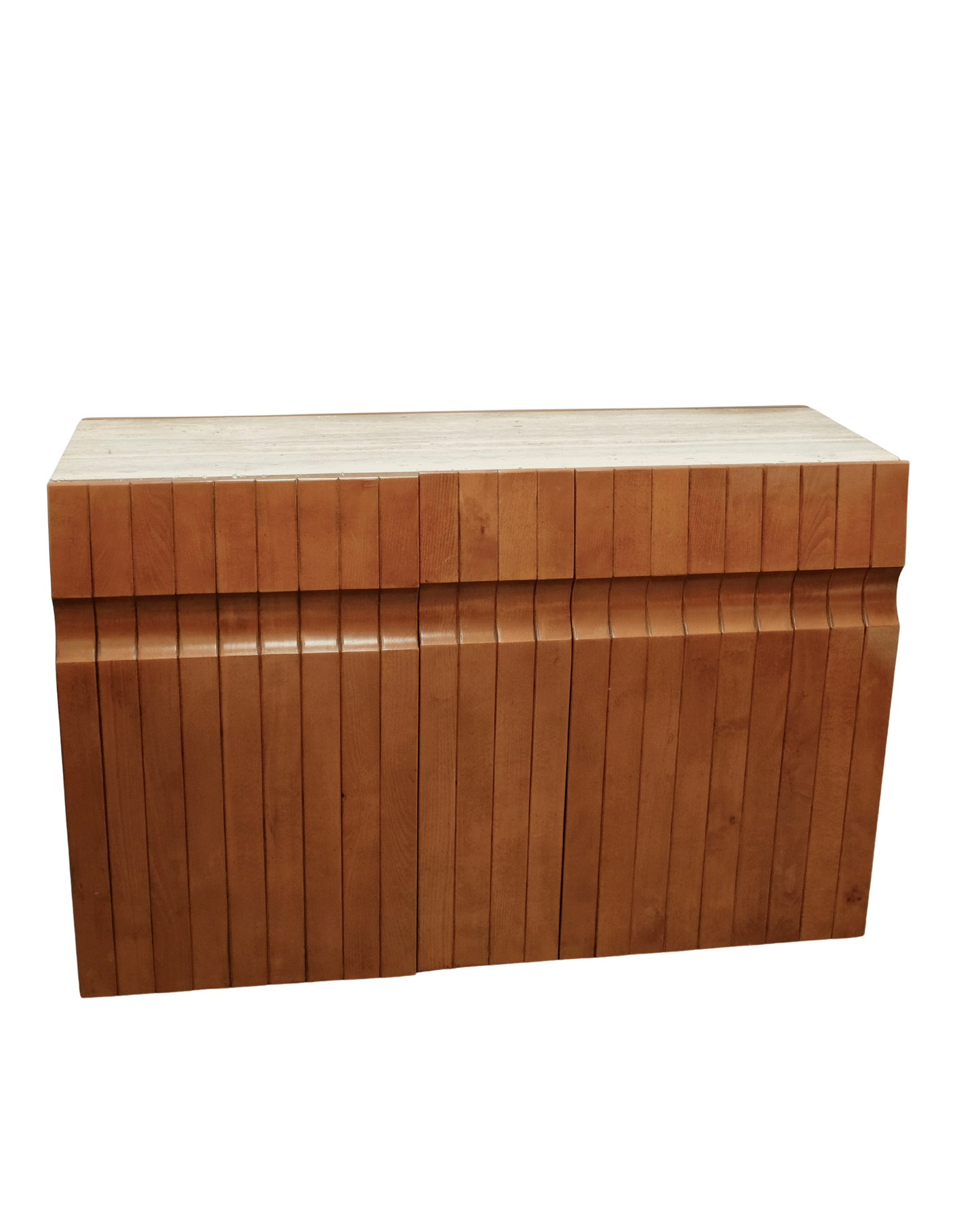 LINED WAVE CONSOLE w. INSET MARBLE TOP