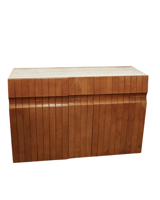 LINED WAVE CONSOLE w. INSET MARBLE TOP