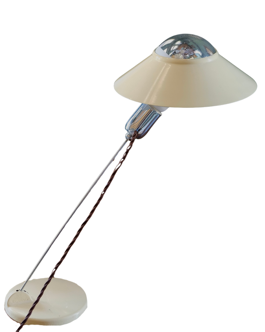 MODERNIST METAL & CHROME SAUCER TABLE LAMP