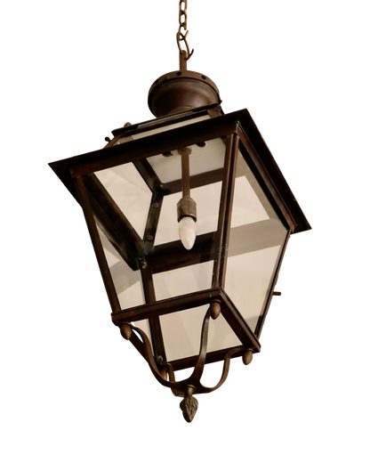 TRIO OF WROUGHT IRON OUTDOOR PORCH LANTERNS