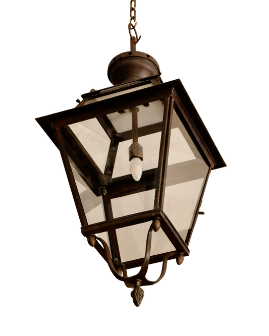 TRIO OF WROUGHT IRON OUTDOOR PORCH LANTERNS