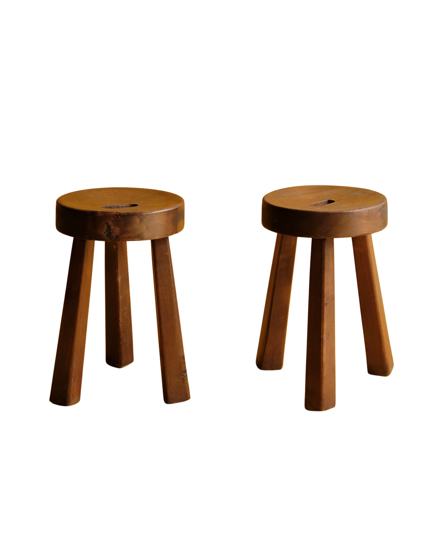 PAIR OF FRENCH CUT OUT TRIPOD STOOLS