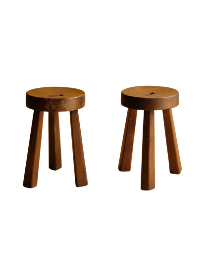 PAIR OF FRENCH CUT OUT TRIPOD STOOLS