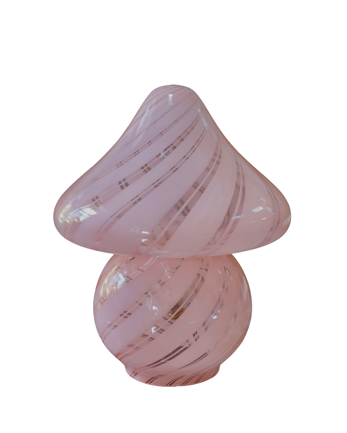PINK SWIRL MURANO GLASS MUSHROOM LAMP