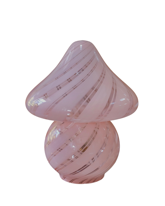 PINK SWIRL MURANO GLASS MUSHROOM LAMP