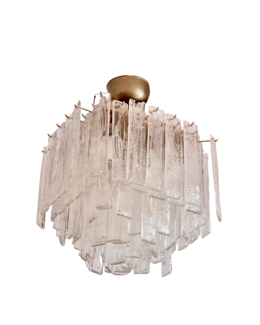 TEXTURED OFFSET MURANO GLASS SQUARE CHANDELIER