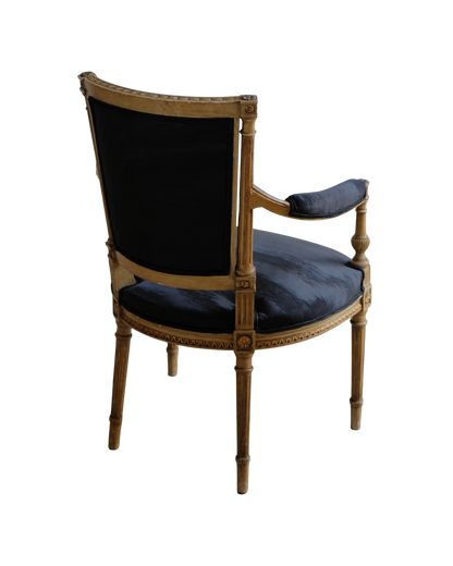 LOUIS XVI DINING CHAIRS w. MOIRE SILK