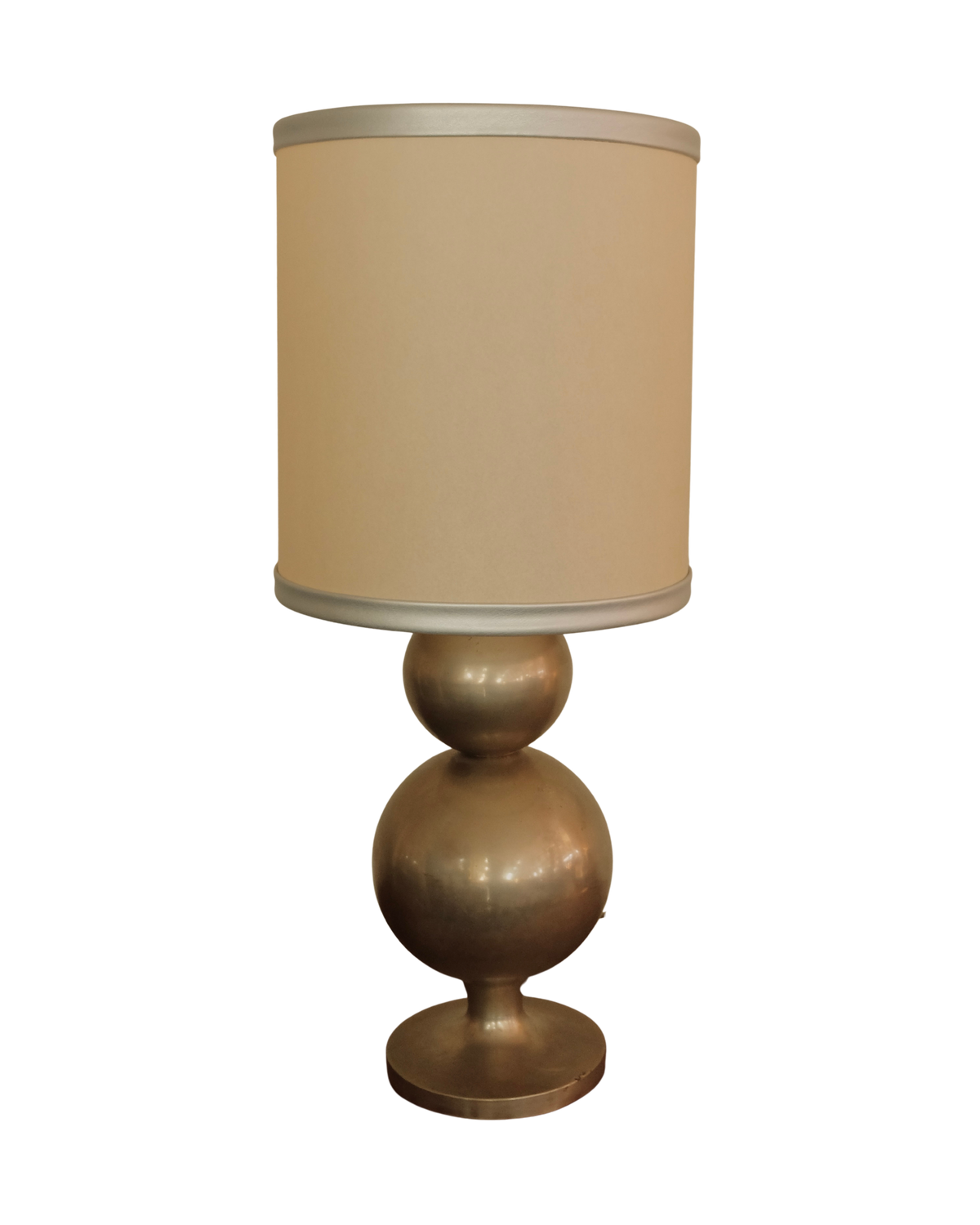 ART DECO SILVER PLATED LAMP w. PARCHMENT SHADE