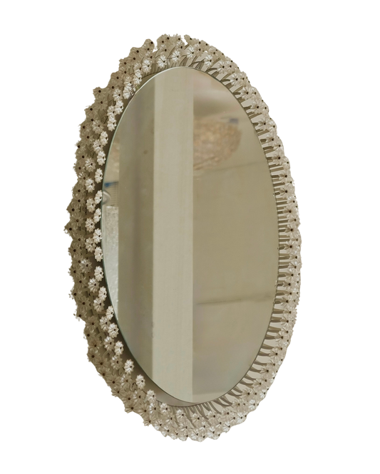 BACKLIT MIRROR w. FLORAL MOTIF FRAME