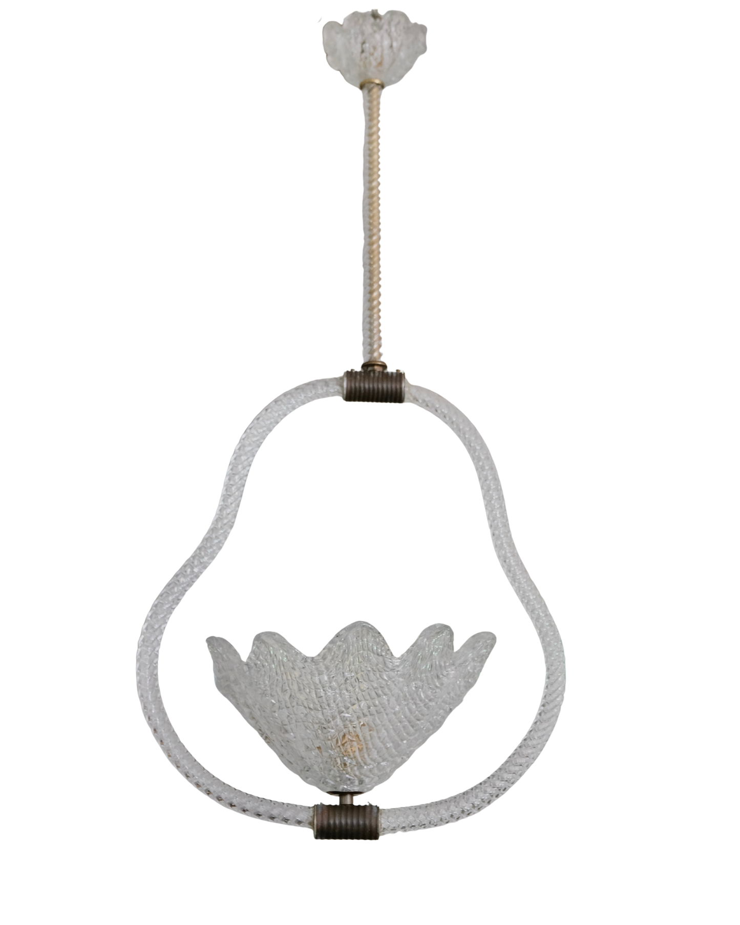 ART DECO TEXTURED SCALLOPED MURANO GLASS PENDANT