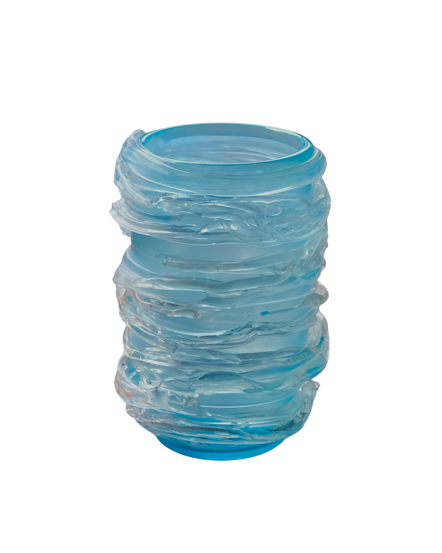 BLUE MURANO VASE w. TEXTURED SWIRLS