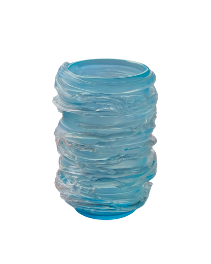 BLUE MURANO VASE w. TEXTURED SWIRLS