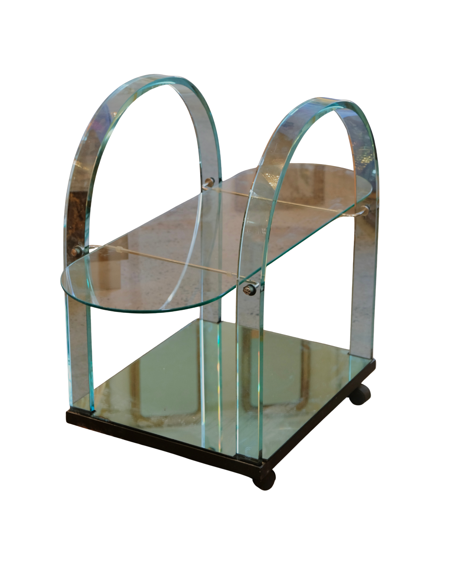 CURVED GLASS FIAM BAR CART