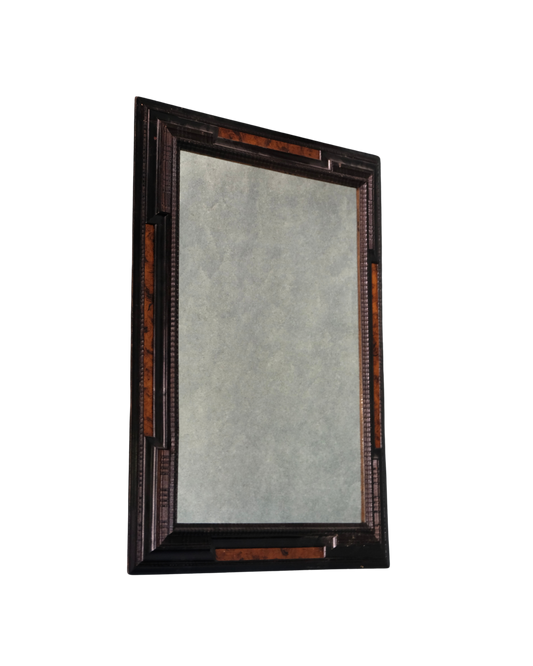 DUTCH BAROQUE PERIOD MIRROR w. EBONIZED FRAME