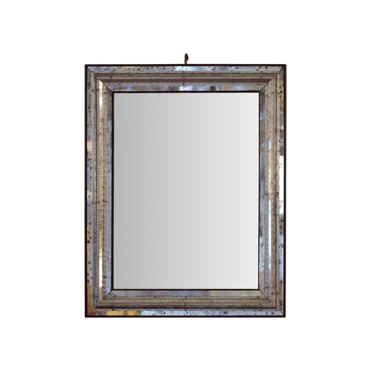 BLACK VENETIAN MIRROR w. GLASS STEM FRAME