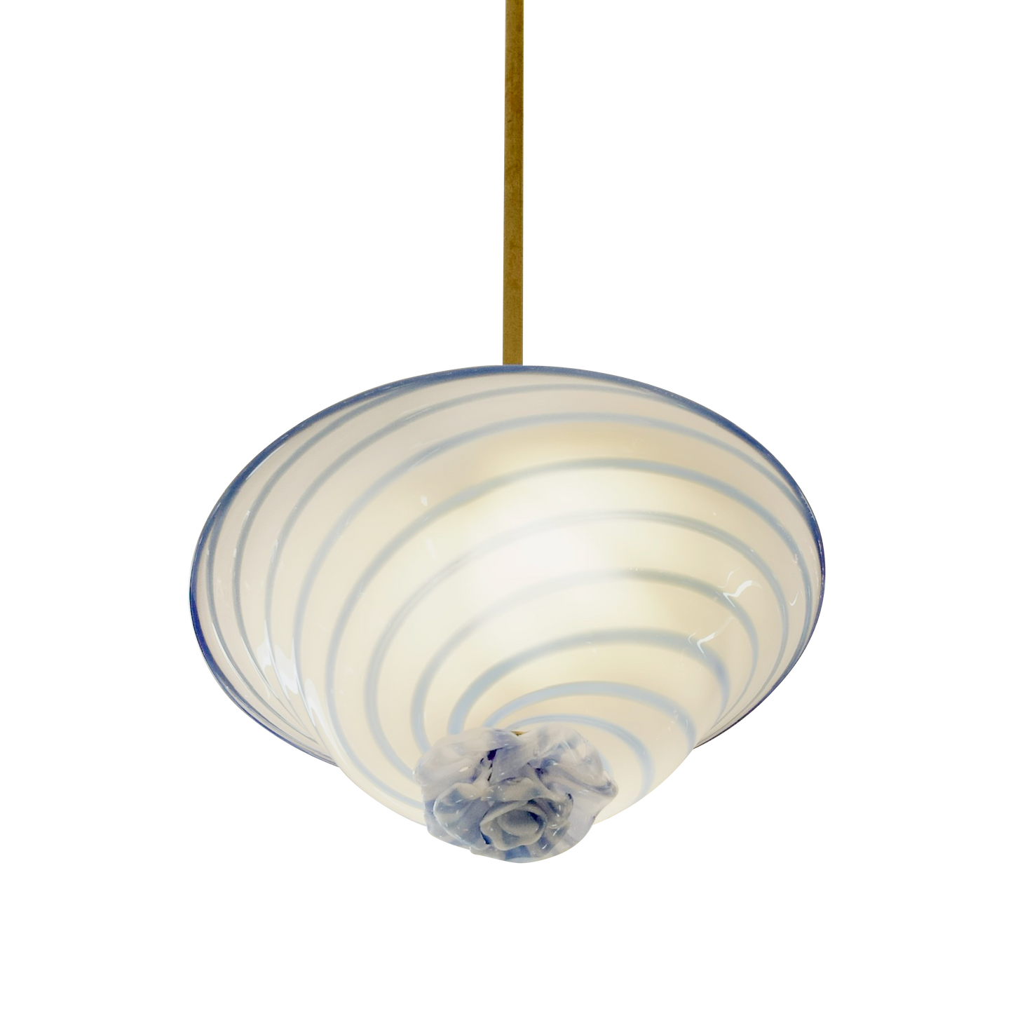 BLUE SWIRL MURANO GLASS PENDANT w. FLORAL DETAIL