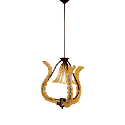 BRASS MURANO GLASS DOWN LIGHT PENDANT