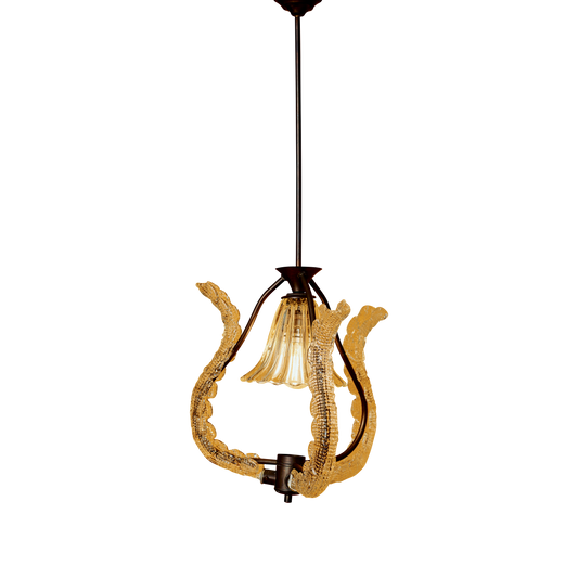BRASS MURANO GLASS DOWN LIGHT PENDANT