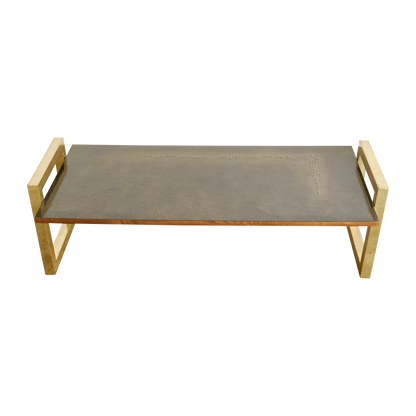 BRUTALIST COFFEE TABLE WITH PRESSED PATTERN TOP & GOLD LEGS