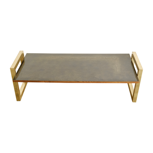 BRUTALIST COFFEE TABLE WITH PRESSED PATTERN TOP & GOLD LEGS
