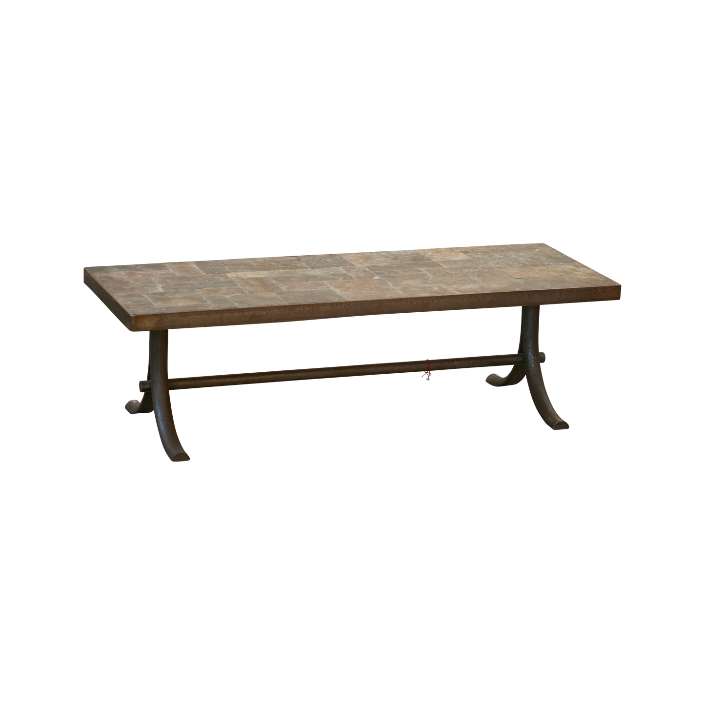 BRUTALIST TEXTURED TILE COFFEE TABLE w. MILD STEEL BASE