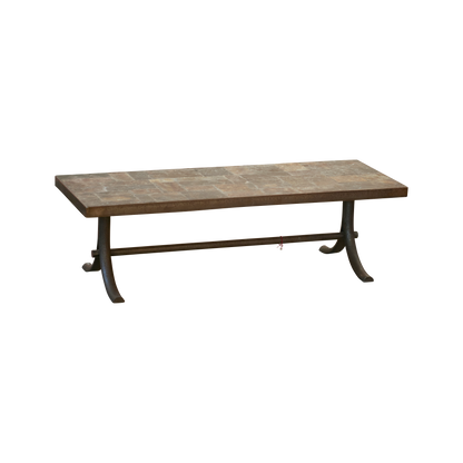 BRUTALIST TEXTURED TILE COFFEE TABLE w. MILD STEEL BASE